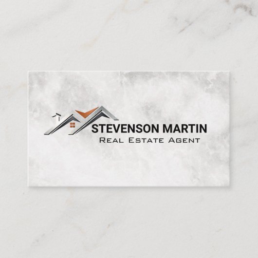 Carte De Visite Logo de toit de maison | Marbre (Devant)