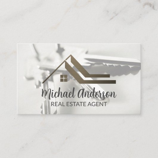 Carte De Visite Logo de toit immobilier | Clés de maison (Devant)