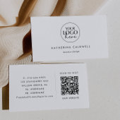 Carte De Visite Logo de typographie chic et code QR