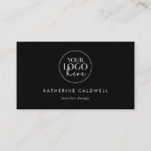 Carte De Visite Logo de typographie noire chic et code QR (Devant)
