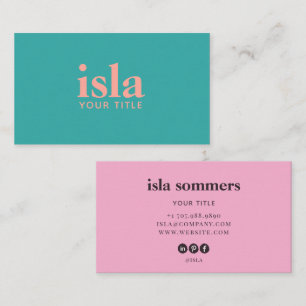 Carte De Visite Logo de typographie rose aqua minimaliste