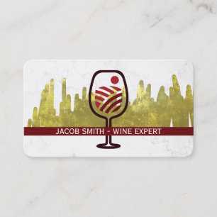 Carte De Visite Logo de vignoble   Marbre de feuille d'or
