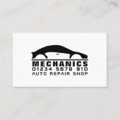 Carte De Visite Logo de voiture blanc et noir, mécanique automatiq (Devant)