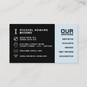 Carte De Visite Logo de voiture noir et blanc, mécanique automatiq (Dos)