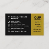 Carte De Visite Logo de voiture Noir & Or, Auto Mécanique (Dos)