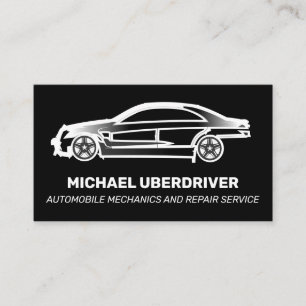 Carte De Visite Logo de voiture noire Mécanicien automobile Conduc