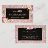 Carte De Visite Logo de Whisk Chef boulangerie | Floral Rose Gold  (Devant / Derrière)