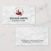 Carte De Visite Logo de Wine City Skyline | Tige | Blanc marbre (Devant / Derrière)