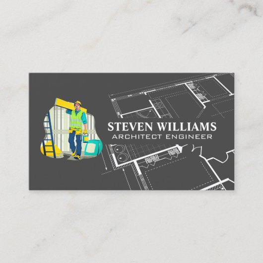 Carte De Visite Logo de Worker Construct Builder | Plan (Devant)