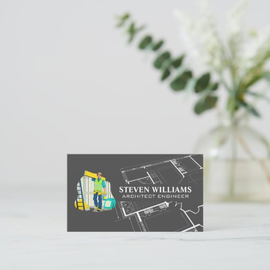 Carte De Visite Logo de Worker Construct Builder | Plan (Debout devant)