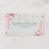 Carte De Visite Logo de yoga | Fleurs roses de marbre (Dos)