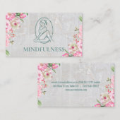 Carte De Visite Logo de yoga | Fleurs roses de marbre (Devant / Derrière)