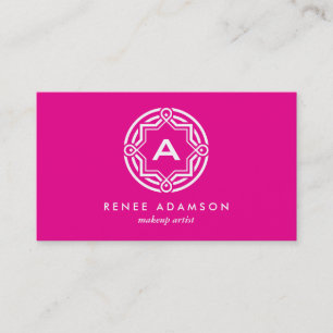 Carte De Visite LOGO DÉCORATIF de CERCLE avec VOTRE magenta