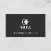 Carte De Visite Logo d'électricien moderne Gris (Devant)