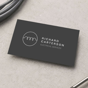 Carte De Visite LOGO D'ÉLECTRICIEN MODERNE sur GRIS FONÇÉ II
