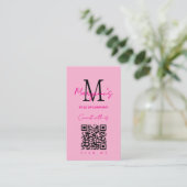 Carte De Visite Logo d'entreprise à code QR scannable rose (Debout devant)