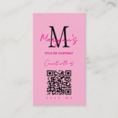 Carte De Visite Logo d'entreprise à code QR scannable rose (Devant)