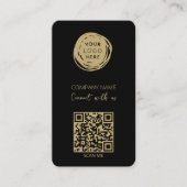 Carte De Visite Logo d'entreprise avec code QR noir moderne (Devant)