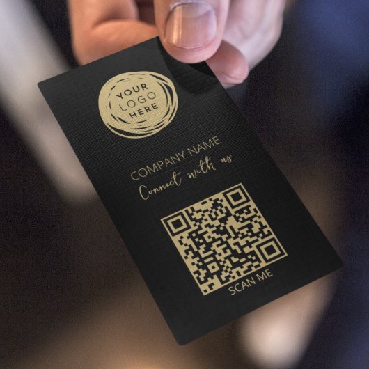 Carte De Visite Logo d'entreprise avec code QR noir moderne