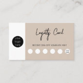 Carte De Visite Logo d'entreprise beige Code QR Fidélité (Devant)