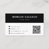 Carte De Visite Logo d'entreprise Black Professional QR Code (Dos)