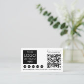 Carte De Visite Logo d'entreprise blanc Scannable Social Media QR  (Debout devant)