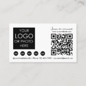 Carte De Visite Logo d'entreprise blanc Scannable Social Media QR  (Devant)