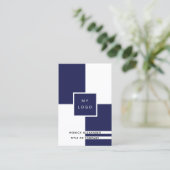 Carte De Visite logo d'entreprise bleu marine code QR (Debout devant)