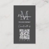 Carte De Visite Logo d'entreprise Code QR Gris Foncé Moderne (Devant)