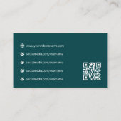 Carte De Visite Logo d'entreprise Code QR Télécopie Turquoise Prof (Dos)
