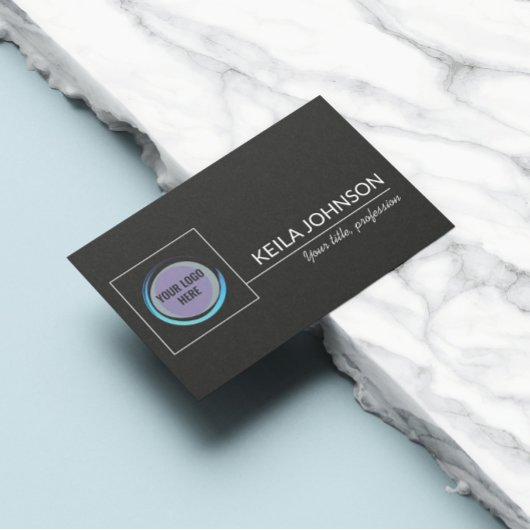 Carte De Visite Logo d'entreprise de code QR noir de base personna