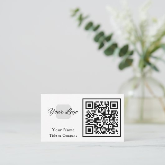 Carte De Visite Logo d'entreprise de code QR Simple Professional (Debout devant)