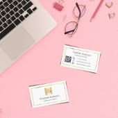 Carte De Visite Logo d'entreprise élégant en or blanc Code QR