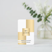 Carte De Visite Logo d'entreprise en or blanc Code QR professionne (Debout devant)