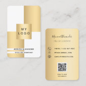 Carte De Visite Logo d'entreprise en or blanc Code QR professionne (Devant / Derrière)