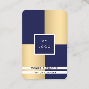 Carte De Visite logo d'entreprise en or bleu marine code QR