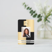 Carte De Visite Logo d'entreprise en or noir Code QR (Debout devant)