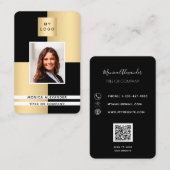 Carte De Visite Logo d'entreprise en or noir Code QR (Devant / Derrière)
