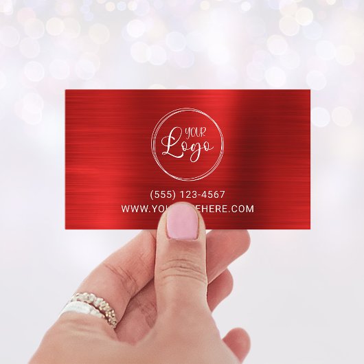 Carte De Visite Logo d'entreprise Faux Bright Red Foil