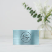 Carte De Visite Logo d'entreprise Faux Light Blue Ombre Foil (Debout devant)