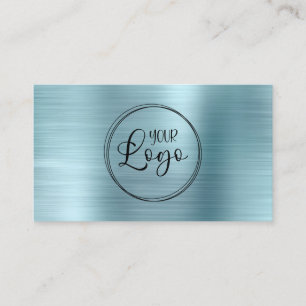 Carte De Visite Logo d'entreprise Faux Light Blue Ombre Foil