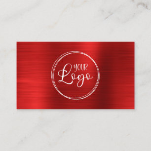 Carte De Visite Logo d'entreprise Faux Rouge Clair Ombré Feuille