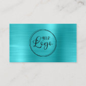 Carte De Visite Logo d'entreprise Faux Turquoise Blue Ombre Foil (Devant)
