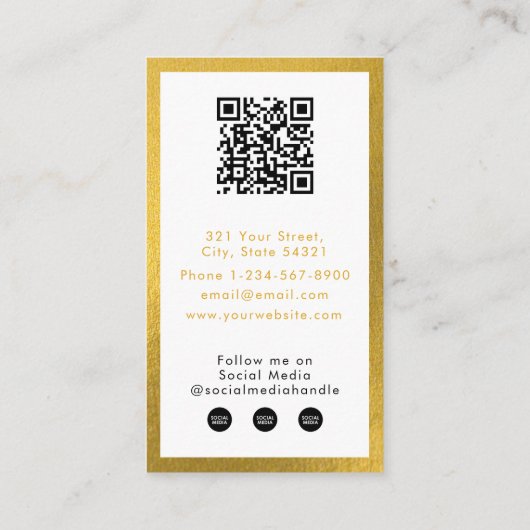 Carte De Visite Logo d'entreprise Gold Blanc Code QR Fidélité (Dos)