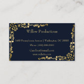 Carte De Visite Logo d'entreprise Gold Foil Peacock Corner Blu (Dos)