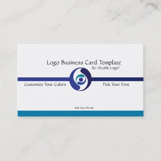 Carte De Visite Logo d'entreprise - Logo bleu simple (Devant)