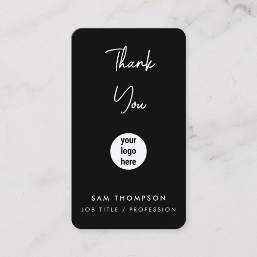 Carte De Visite Logo d'entreprise Merci QR Code noir (Devant)