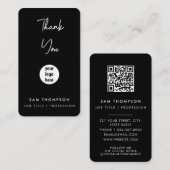 Carte De Visite Logo d'entreprise Merci QR Code noir (Devant / Derrière)