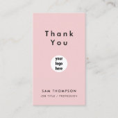 Carte De Visite Logo d'entreprise Merci QR Code rose (Devant)