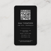Carte De Visite Logo d'entreprise Merci QR Code Social Media Black (Dos)